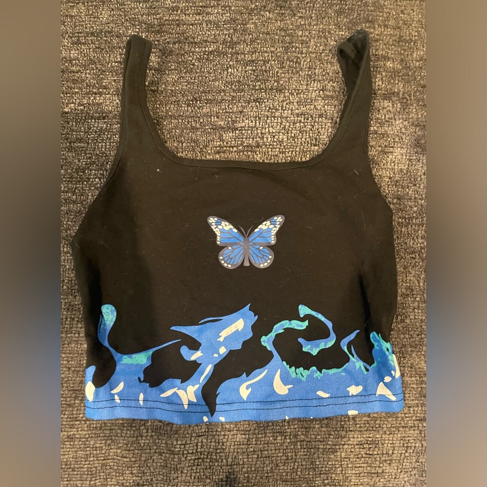 XS black cropped tank top